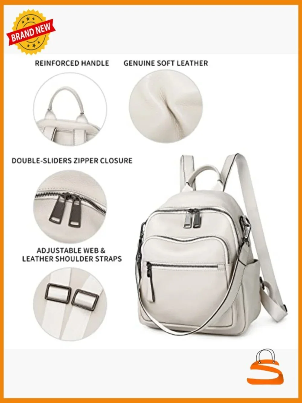 Genuine Leather Backpack Purse Women Real Soft Leather Travel Convertible